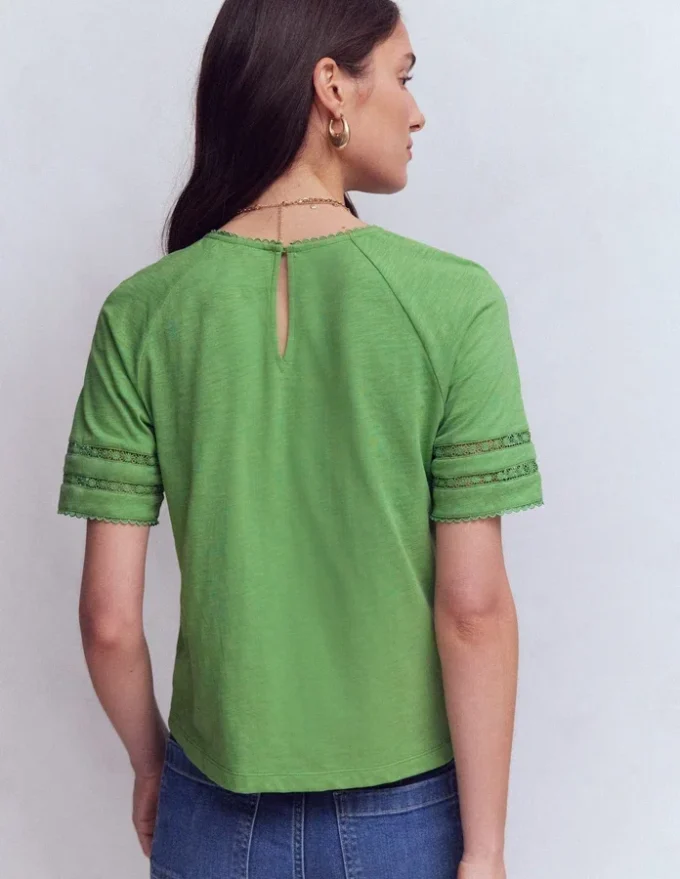 Poppy Trim Crew T-shirt Bright Emerald Poppy Trim Crew T-shirt Bright Emerald