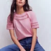 Poppy Trim Crew T-shirt Pink Dolphin Poppy Trim Crew T-shirt Pink Dolphin