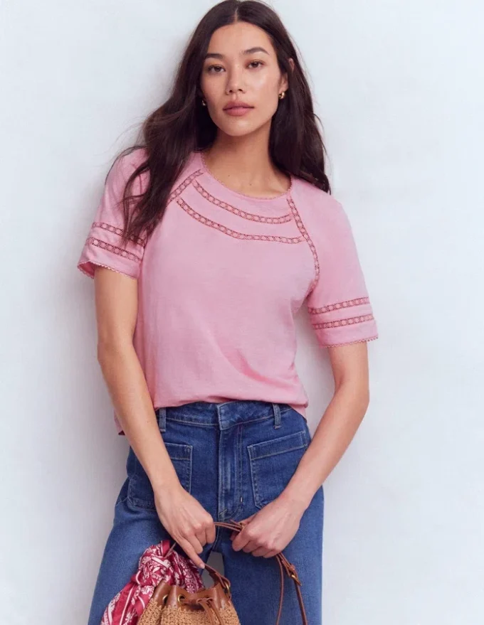 Poppy Trim Crew T-shirt Pink Dolphin Poppy Trim Crew T-shirt Pink Dolphin