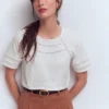 Poppy Trim Crew T-shirt White Poppy Trim Crew T-shirt White