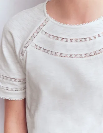 Poppy Trim Crew T-shirt White