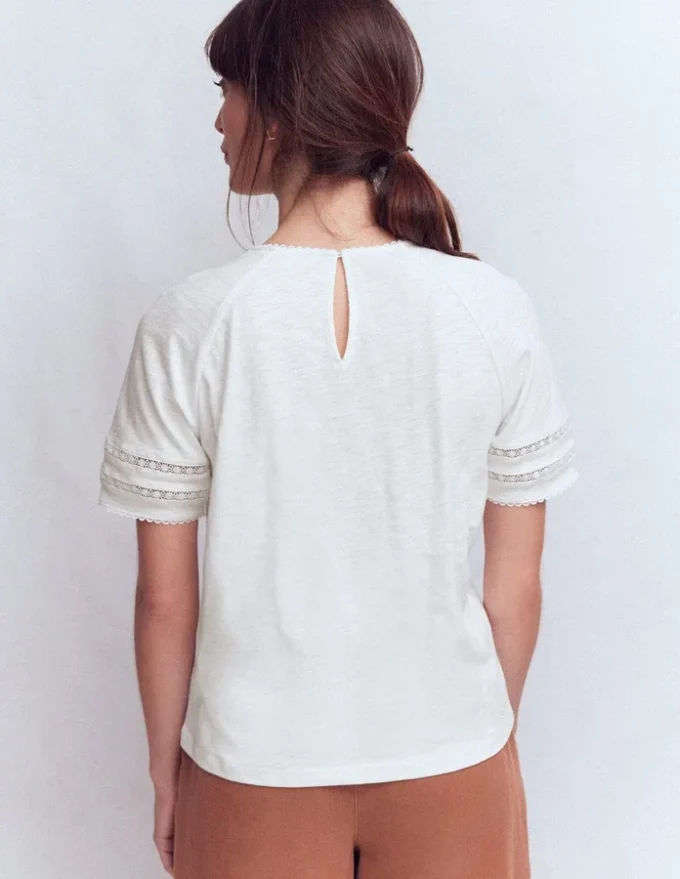 Poppy Trim Crew T-shirt White Poppy Trim Crew T-shirt White
