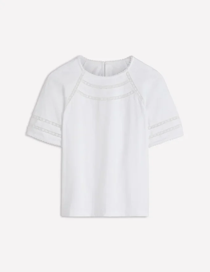 Poppy Trim Crew T-shirt White Poppy Trim Crew T-shirt White