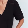 Poppy Trim V Neck T-Shirt Black Poppy Trim V Neck T-Shirt Black