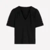 Poppy Trim V Neck T-Shirt Black Poppy Trim V Neck T-Shirt Black