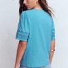 Poppy Trim V Neck T-Shirt Duck Egg Blue Poppy Trim V Neck T-Shirt Duck Egg Blue