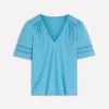 Poppy Trim V Neck T-Shirt Duck Egg Blue Poppy Trim V Neck T-Shirt Duck Egg Blue