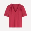 Poppy Trim V Neck T-Shirt Terracotta Red