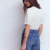 Poppy Trim V Neck T-Shirt White Poppy Trim V Neck T-Shirt White