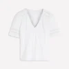Poppy Trim V Neck T-Shirt White Poppy Trim V Neck T-Shirt White