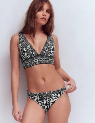 Porto Bikini Bottoms Black, Geo Stamp