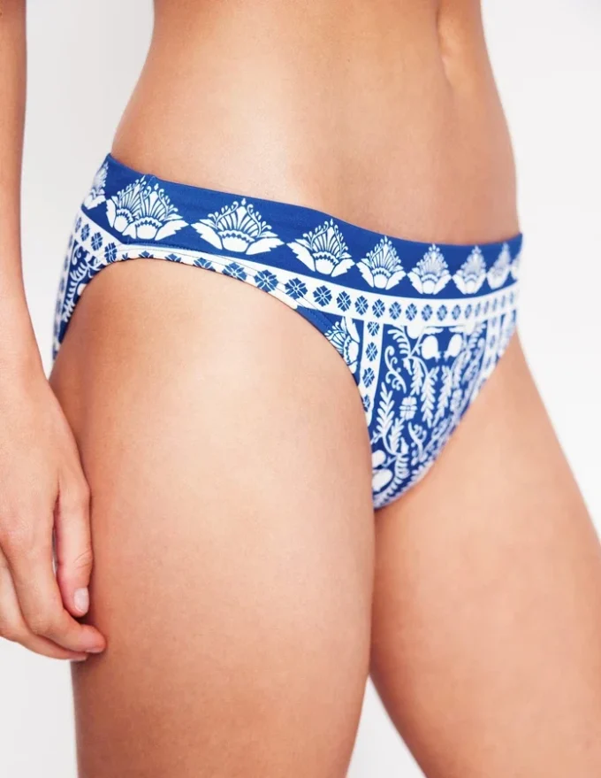 Porto Bikini Bottoms Bright Blue, Ornate Stripe