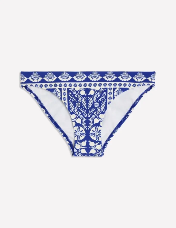 Porto Bikini Bottoms Bright Blue, Ornate Stripe
