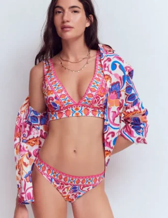 Porto Bikini Bottoms Pink Power, Flourishing Meadow