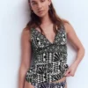 Porto Tankini Top Black, Geo Stamp Porto Tankini Top Black, Geo Stamp