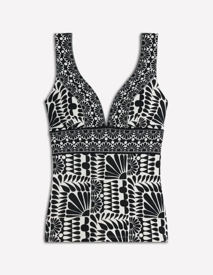 Porto Tankini Top Black, Geo Stamp Porto Tankini Top Black, Geo Stamp