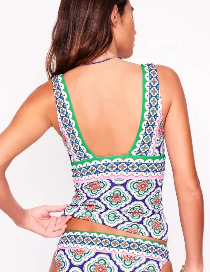 Porto Tankini Top Bright Blue, Botanic Blush