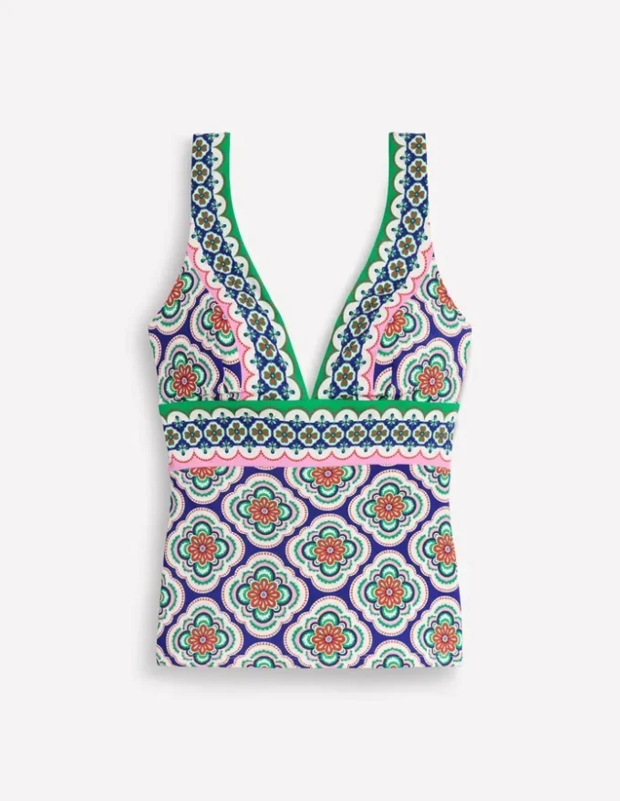 Porto Tankini Top Bright Blue, Botanic Blush