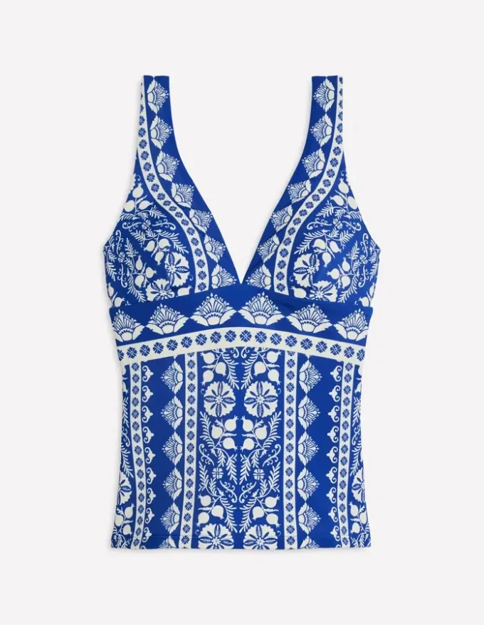 Porto Tankini Top Bright Blue, Ornate Stripe Porto Tankini Top Bright Blue, Ornate Stripe