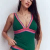 Porto Tankini Top Mangrove Green, Embroidery Porto Tankini Top Mangrove Green, Embroidery