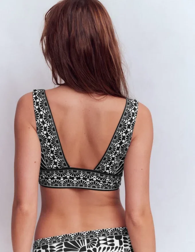 Porto V-neck Bikini Top Black, Geo stamp Porto V-neck Bikini Top Black, Geo stamp