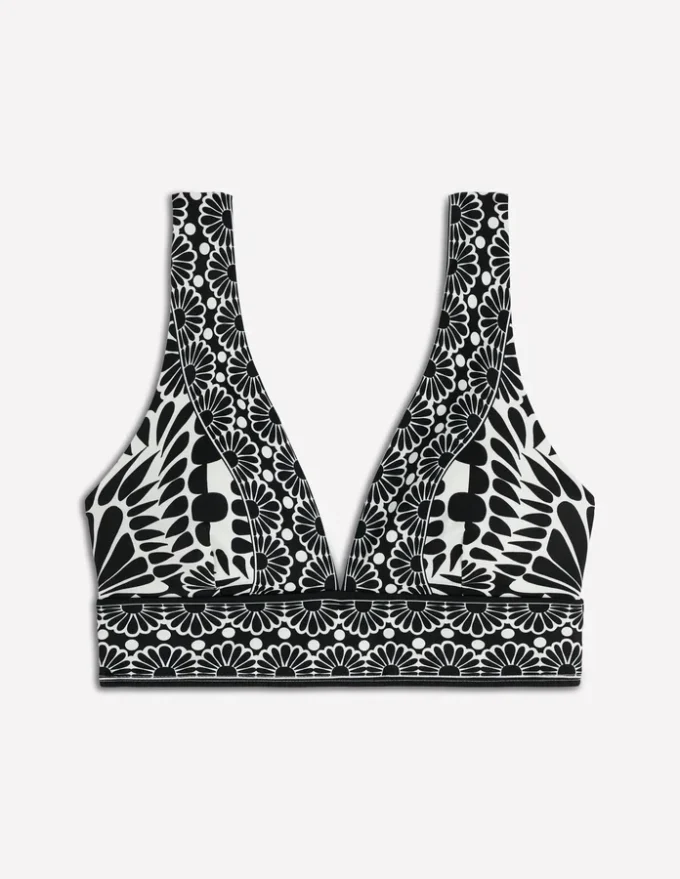 Porto V-neck Bikini Top Black, Geo stamp Porto V-neck Bikini Top Black, Geo stamp