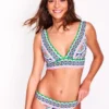 Porto V-neck Bikini Top Bright Blue, Botanic Blush Porto V-neck Bikini Top Bright Blue, Botanic Blush