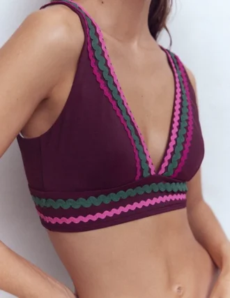 Porto V-neck Bikini Top Chocberry