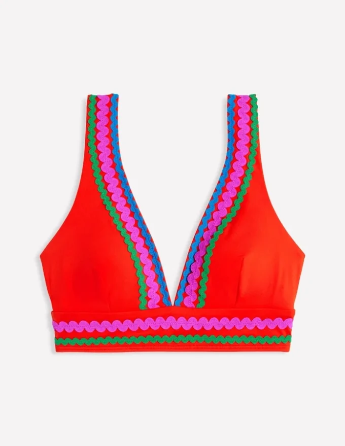 Porto V-neck Bikini Top Fire Red Rik Rak