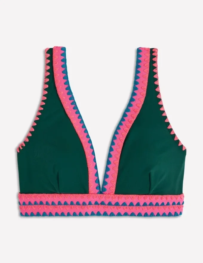 Porto V-neck Bikini Top Mangrove, Embroidery Porto V-neck Bikini Top Mangrove, Embroidery