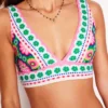 Porto V-neck Bikini Top Multi, Flower Tile