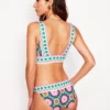Porto V-neck Bikini Top Multi, Flower Tile