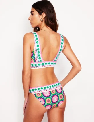 Porto V-neck Bikini Top Multi, Flower Tile