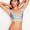 Porto V-neck Bikini Top Multi, Flower Tile