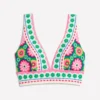 Porto V-neck Bikini Top Multi, Flower Tile