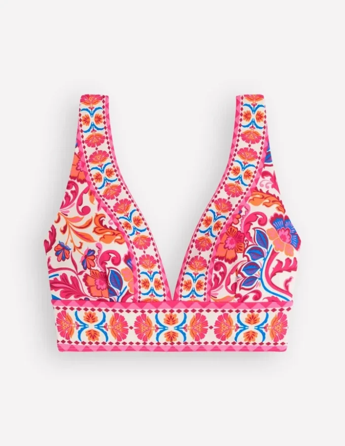 Porto V-neck Bikini Top Pink Power, Flourishing Meadow Porto V-neck Bikini Top Pink Power, Flourishing Meadow