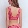 Porto V-neck Bikini Top Red, Ornamental Garden