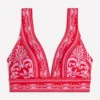 Porto V-neck Bikini Top Red, Ornamental Garden