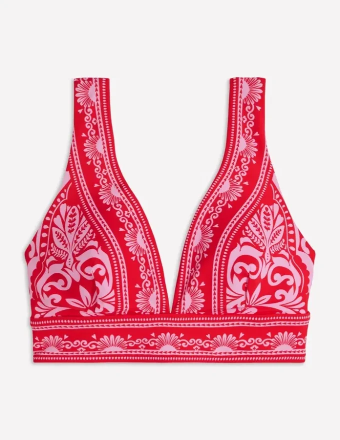 Porto V-neck Bikini Top Red, Ornamental Garden