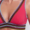 Porto V-neck Bikini Top Rosy, Embroidery Porto V-neck Bikini Top Rosy, Embroidery