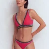 Porto V-neck Bikini Top Rosy, Embroidery Porto V-neck Bikini Top Rosy, Embroidery