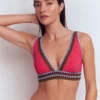Porto V-neck Bikini Top Rosy, Embroidery Porto V-neck Bikini Top Rosy, Embroidery
