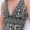 Porto V-neck Swimsuit Black, Geo Stamp Porto V-neck Swimsuit Black, Geo Stamp