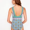 Porto V-neck Swimsuit Bright Blue, Botanic Blush