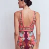 Porto V-neck Swimsuit Chocberry, Tropical Safari Porto V-neck Swimsuit Chocberry, Tropical Safari
