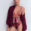 Porto V-neck Swimsuit Chocberry, Tropical Safari Porto V-neck Swimsuit Chocberry, Tropical Safari