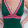 Porto V-neck Swimsuit Mangrove Green, Embroidery Porto V-neck Swimsuit Mangrove Green, Embroidery