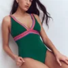 Porto V-neck Swimsuit Mangrove Green, Embroidery Porto V-neck Swimsuit Mangrove Green, Embroidery