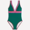Porto V-neck Swimsuit Mangrove Green, Embroidery Porto V-neck Swimsuit Mangrove Green, Embroidery