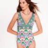 Porto V-neck Swimsuit Multi, Decorative Dandelion Porto V-neck Swimsuit Multi, Decorative Dandelion
